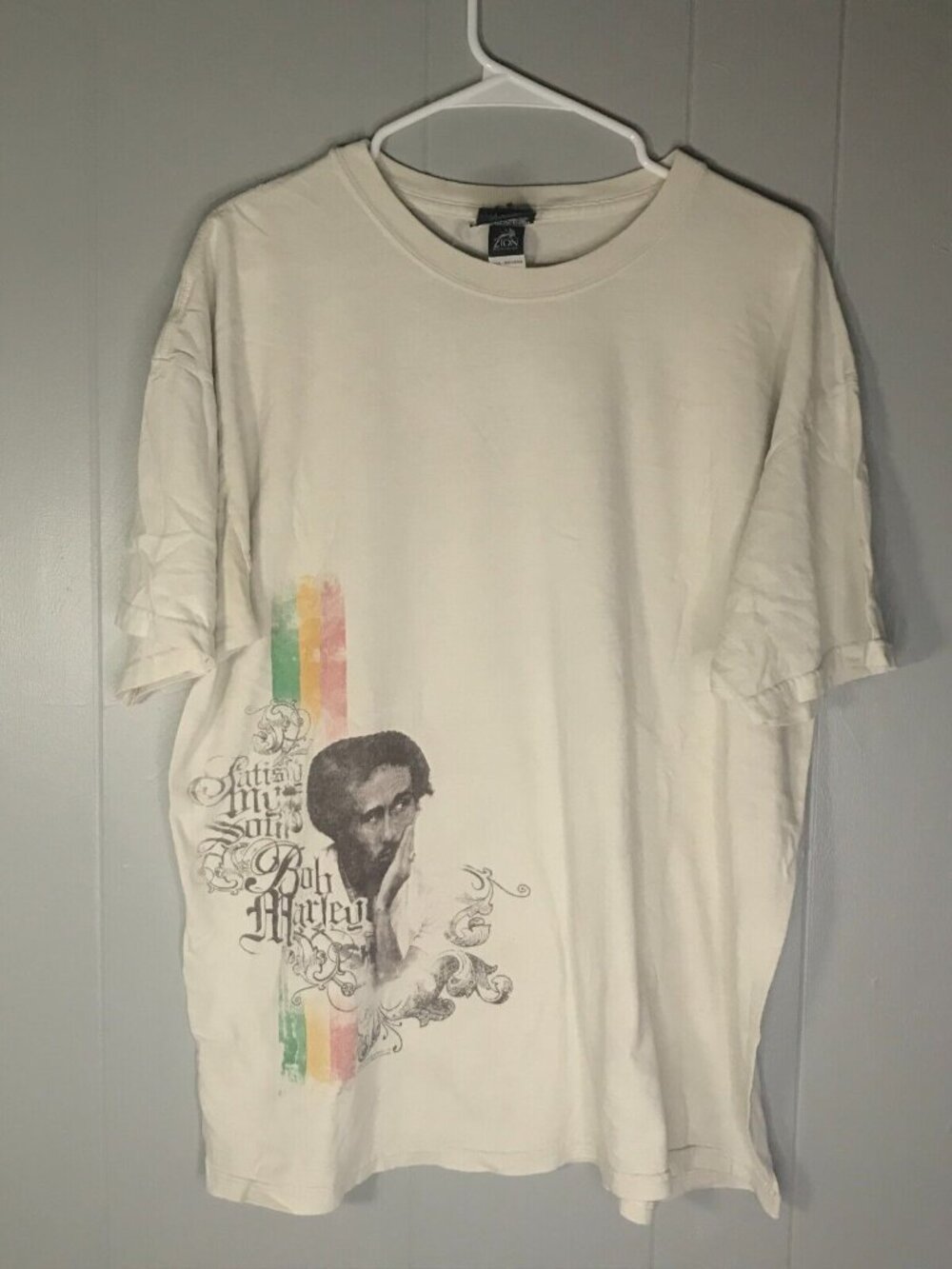 VTG Zion Rootswear Bob Marley Shirt Mens XL Tee White Crew Neck Y2K Art Graphic
